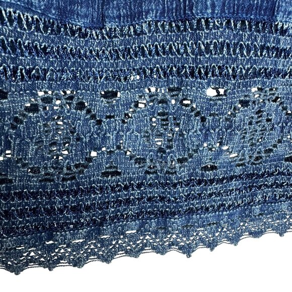 Studio West Sz XL Blue Lace Western Cottagecore Boho Skirt Stretchy Lined - Picture 3 of 7